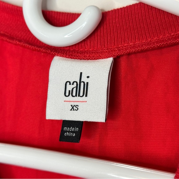 CAbi Complete Top | Ruby Red Sleeveless Blouse | Bold Colorblock Tee - Picture 5 of 12